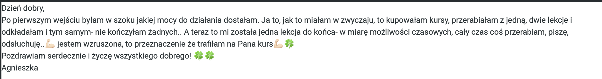 Opinia klientki — Agnieszka